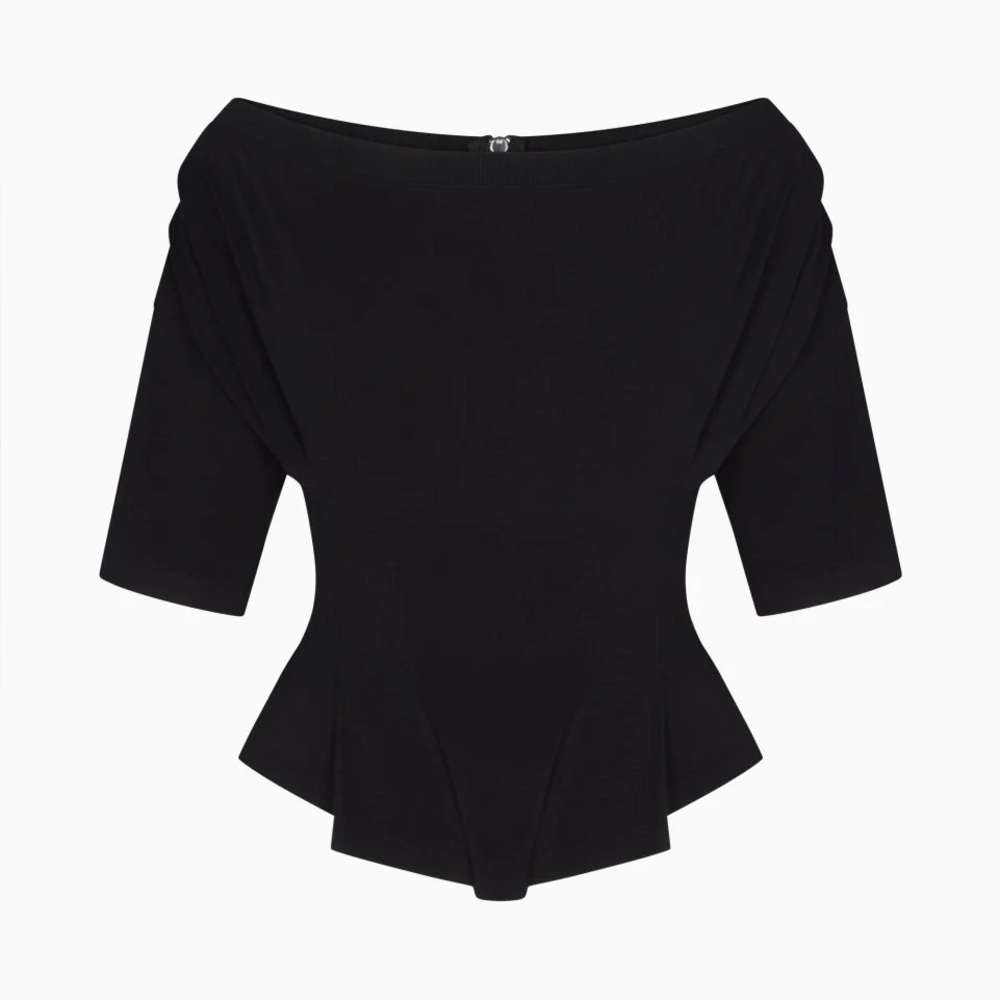 KHY OFF THE SHOULDER CINCHING TEE SHIRT